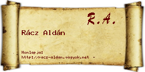 Rácz Aldán névjegykártya